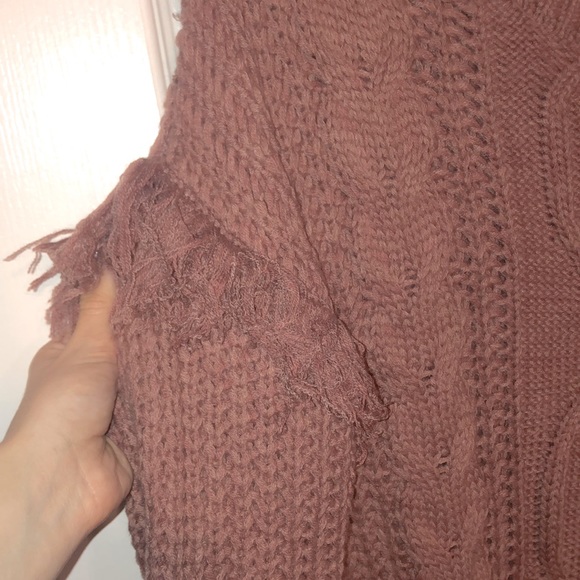 Everly Mauve Fringe Knit Sweater - Buttery Soft - Picture 3 of 4
